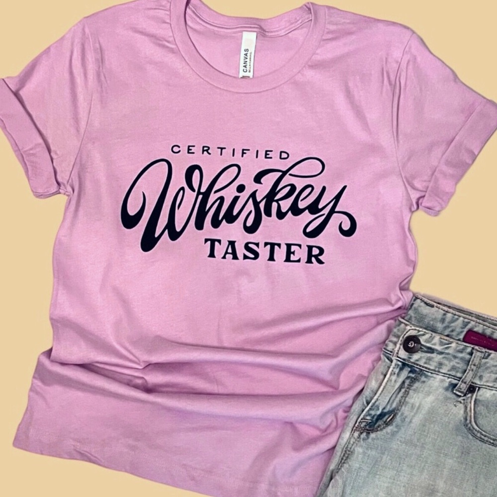 Lavender color ‘Certified Whiskey Taster’ graphic T-Shirt